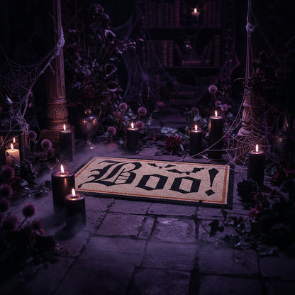 Halloween Pumpkin Bat Door Mat with Creepy Decor Sorceress Sanctuary
