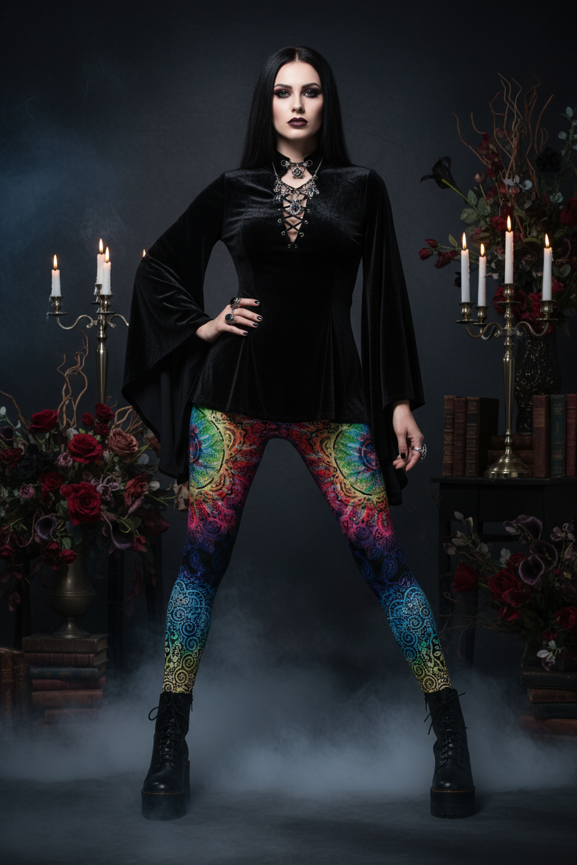 2018 Fashionable Slim Fit Digital Print Leggings Sorceress Sanctuary