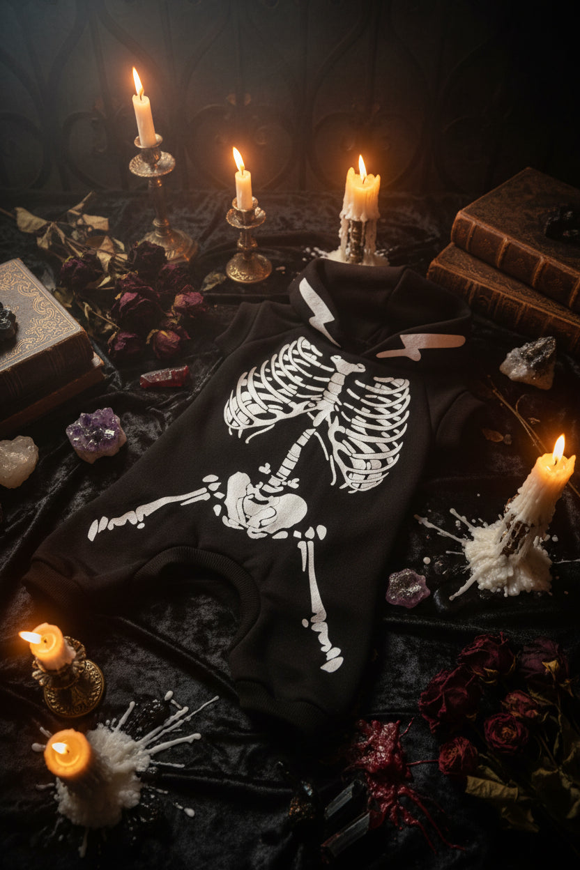 Electric Dinosaur Pet Costume - Skeleton Dog Outfit Sorceress Sanctuary