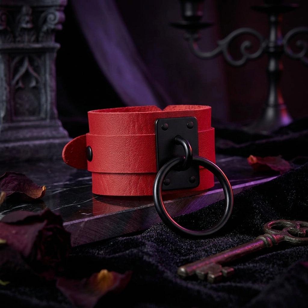 Gothic O-Shaped PU Bracelet with Metal Accents Sorceress Sanctuary