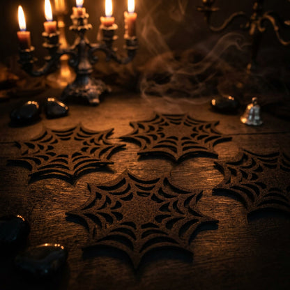 Halloween Felt Spider Web Coasters for Party Decor Sorceress Sanctuary