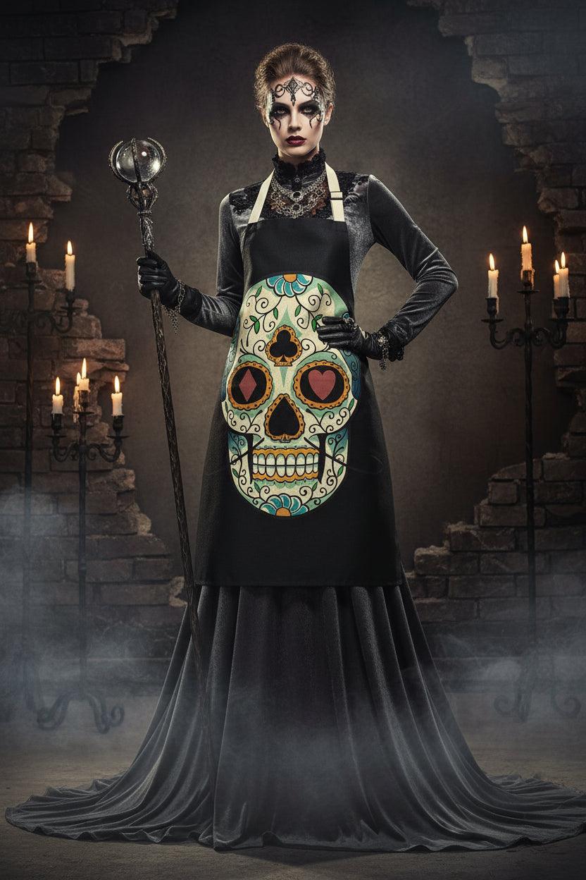 Skull Series Creative Cotton and Linen Apron Sorceress Sanctuary