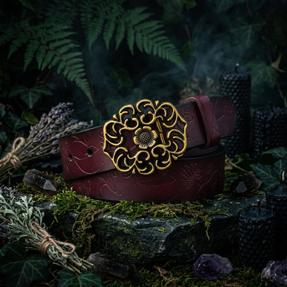Carved Bloom Leather Belt