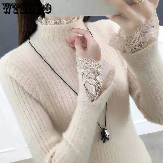 Y2K Women's Knitted Wool Sweater with Standing Collar Sorceress Sanctuary
