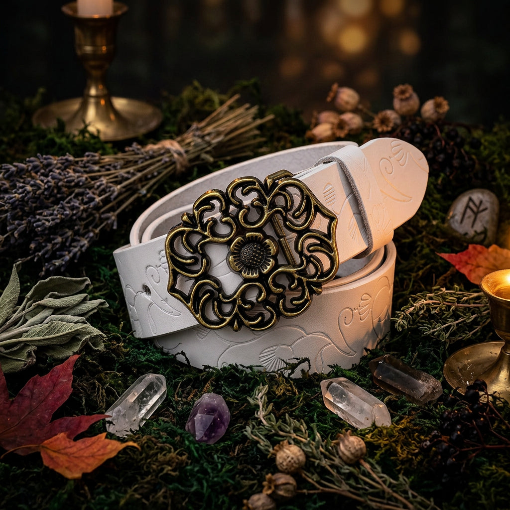 Carved Bloom Leather Belt, view 13