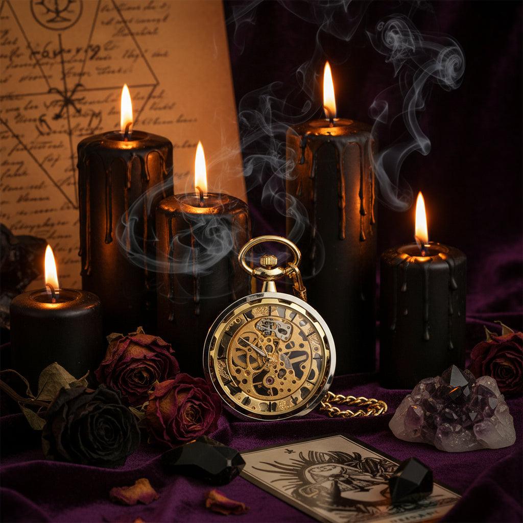 Vintage Large Transparent Skeleton Mechanical Pocket Watch Sorceress Sanctuary