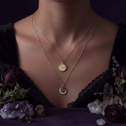 Star and Moon Pendant, Layered Necklace Sorceress Sanctuary
