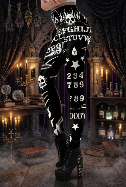 Personalized Retro Skull Print Casual Leggings Sorceress Sanctuary