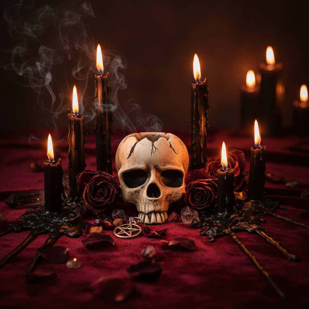 Skull-shaped object on a light gray background