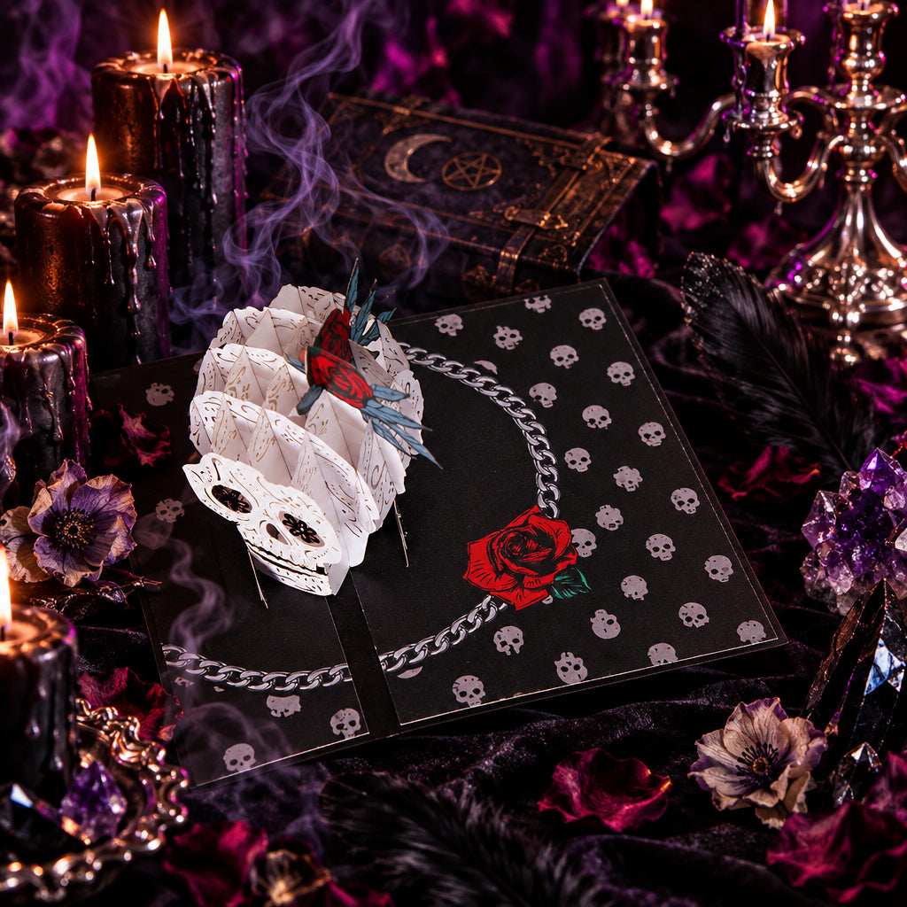 Rose Skull Pop Card, alternate angle