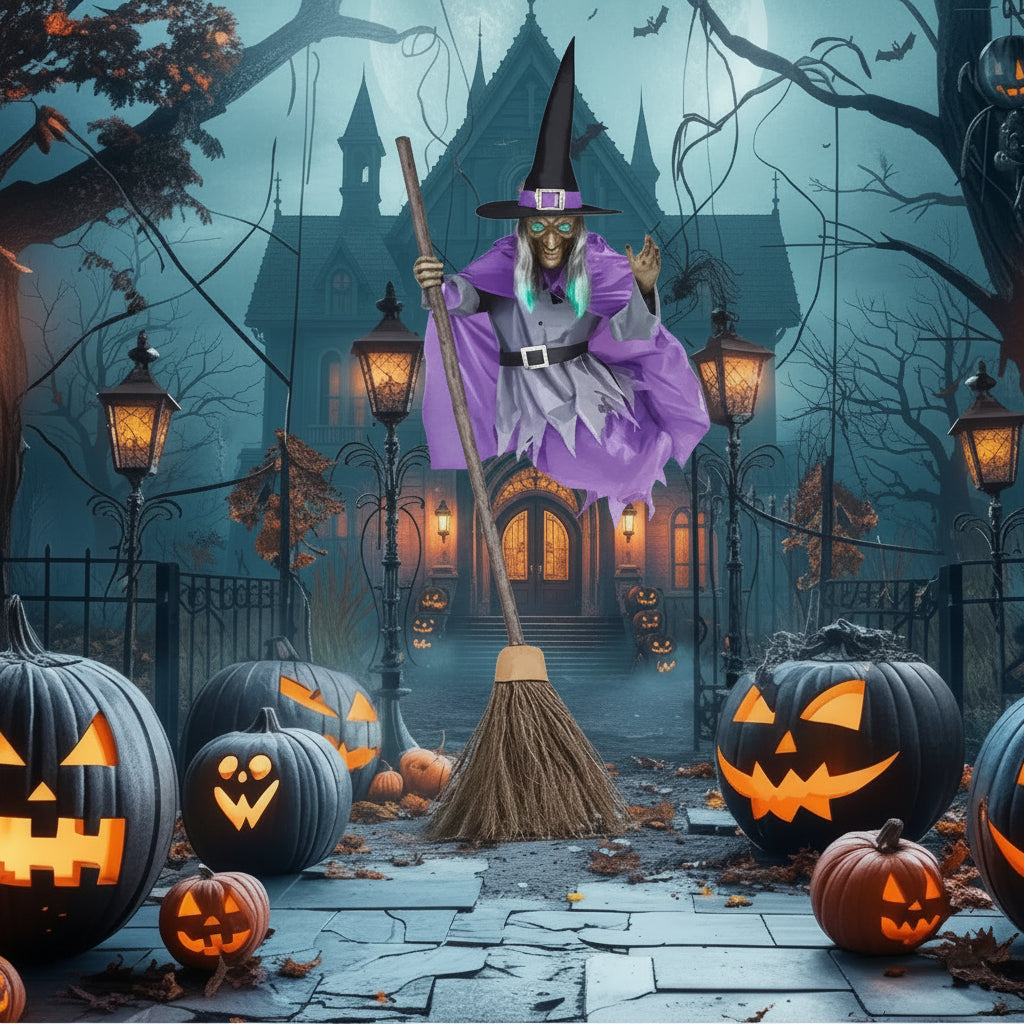 Halloween Flying Witch with Scary Sound Sorceress Sanctuary