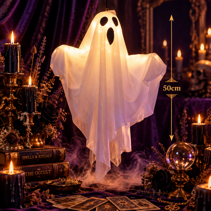 Glowing Hanging Ghost Decoration, close up detail