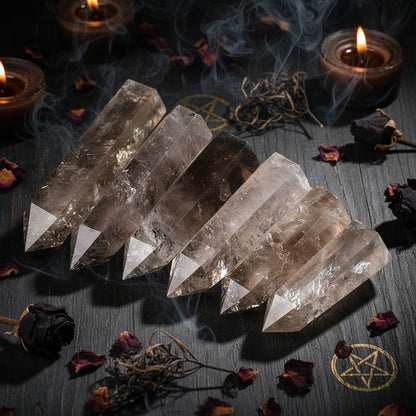 Set of crystal points on a white background