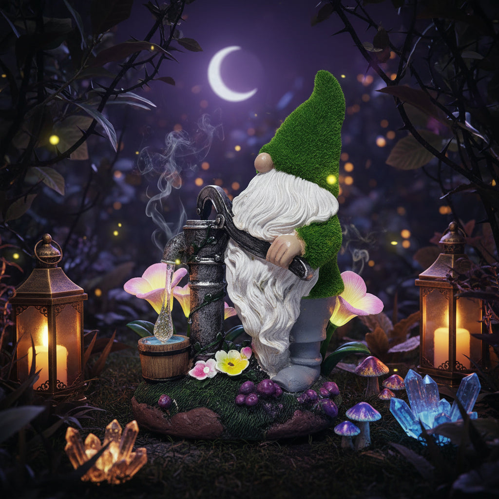 Solar Lamp Resin Gnome Statue for Garden Decoration Sorceress Sanctuary