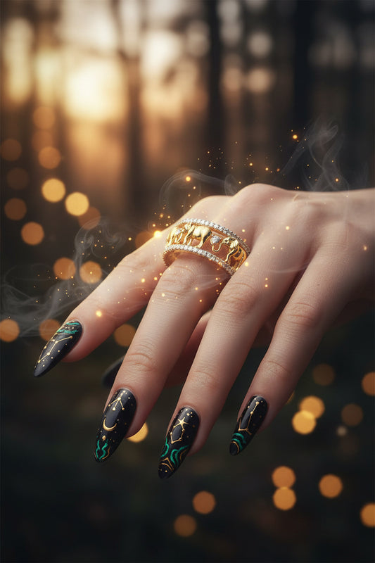 Gold Elephant Ring with Zircon Stones Sorceress Sanctuary