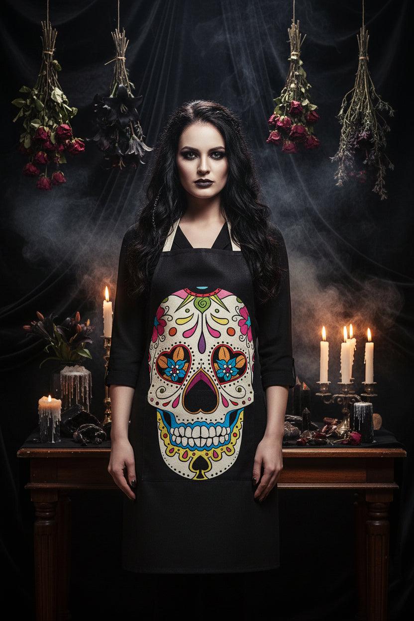 Skull Series Creative Cotton and Linen Apron Sorceress Sanctuary
