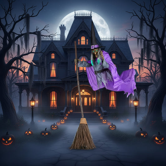 Halloween Flying Witch with Scary Sound Sorceress Sanctuary
