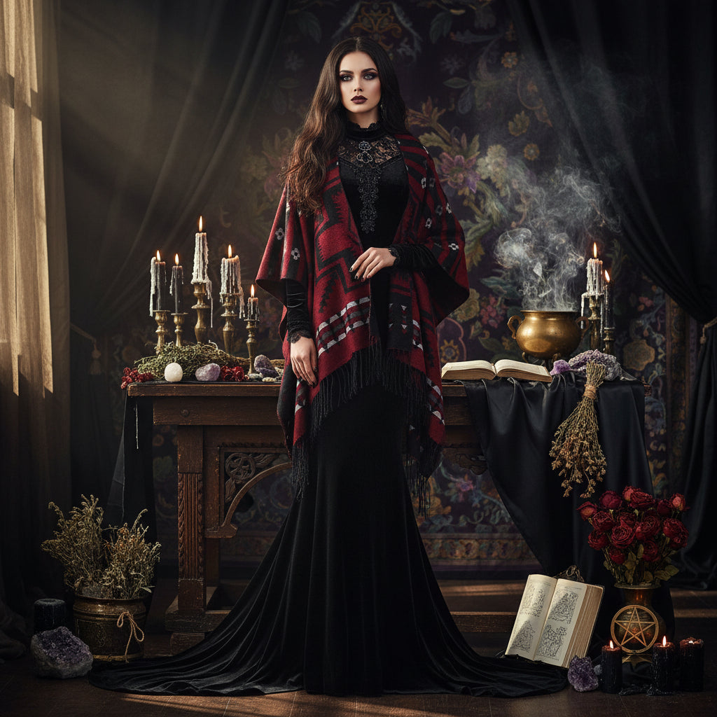 Blackthorn Mystic Shawl, shown in use