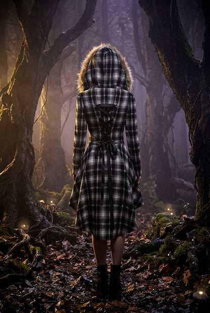 Hedgewitch Plaid Hooded Coat, view 4