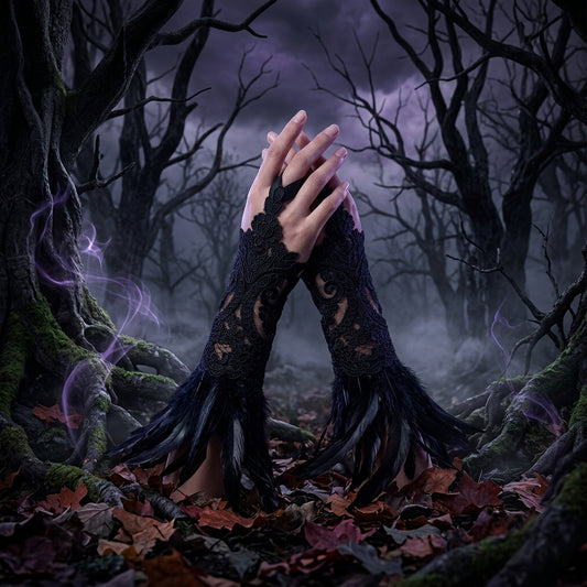 Raven Feather Gloves