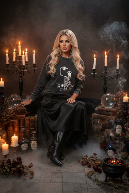 Funky Print Halloween Skull Sweatshirt for Women Sorceress Sanctuary