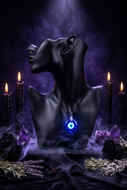 Men's Devil Eye Pendant Necklace - Simple Wax Rope Design Sorceress Sanctuary