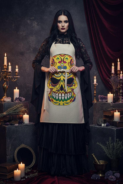Skull Series Creative Cotton and Linen Apron Sorceress Sanctuary