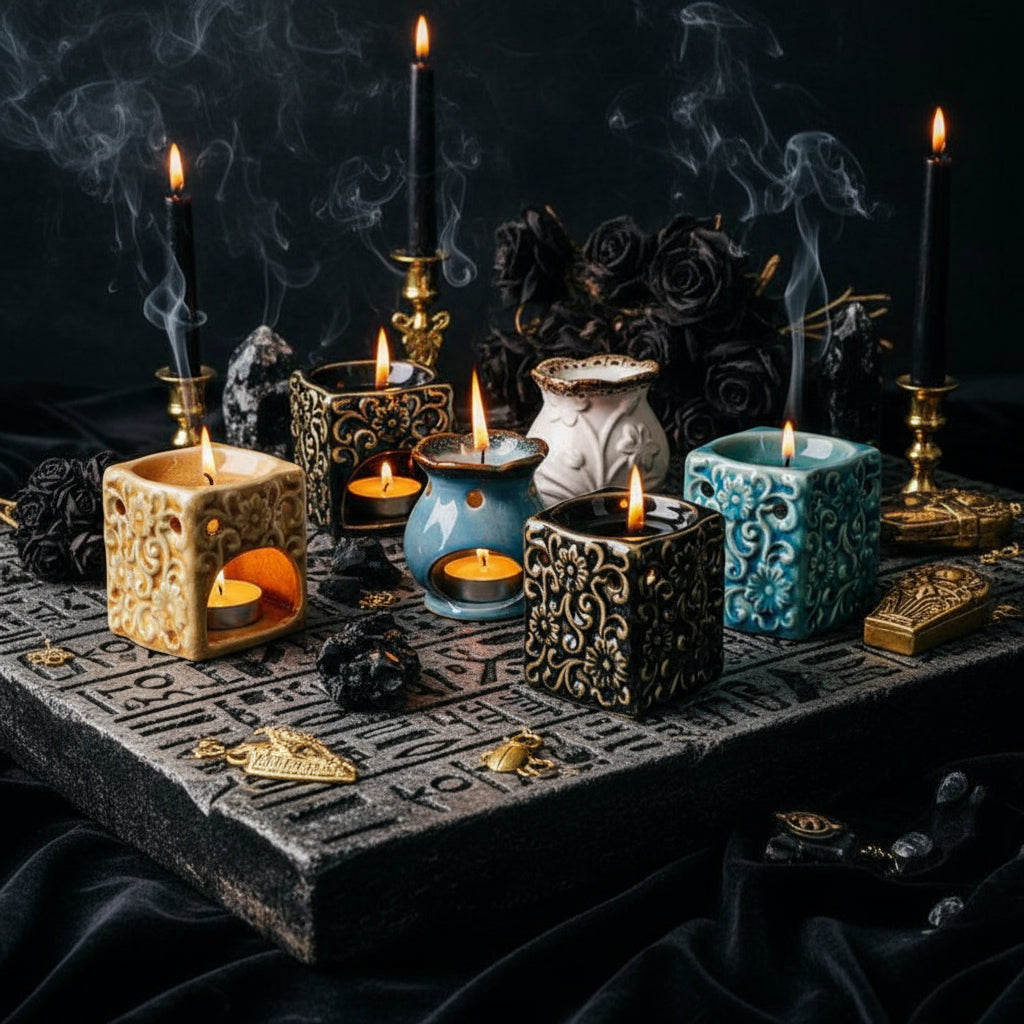 Ceramic Square Aromatherapy Burner with Vintage Glaze Sorceress Sanctuary