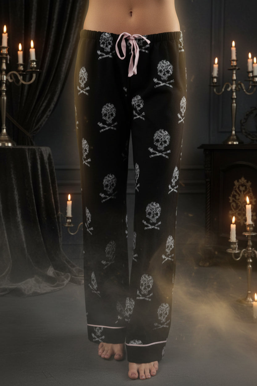 Printed Skull Wide Leg Pants (Loose Fit) Sorceress Sanctuary