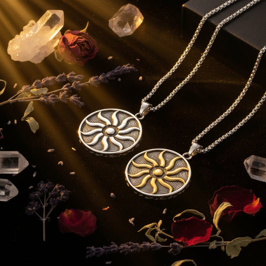 Flame Pendant Necklace with Stainless Steel Sun God Sorceress Sanctuary