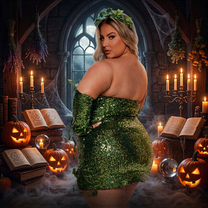 New Halloween Costume for Adults with Sequins and Gloves Sorceress Sanctuary