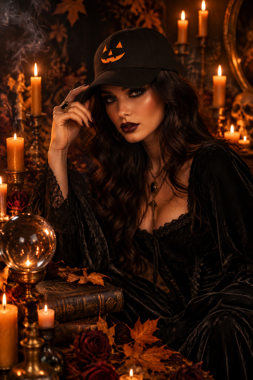 Personalized Skull Baseball Cap for Halloween Fun Sorceress Sanctuary