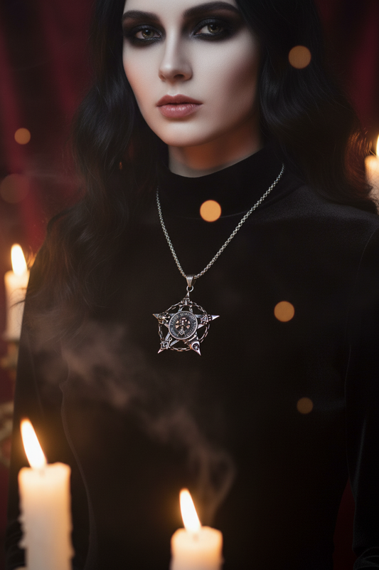 Titanium Steel Skull Pendant with Vintage Star Necklace Sorceress Sanctuary