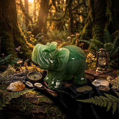 Green Aventurine Elephant Carving