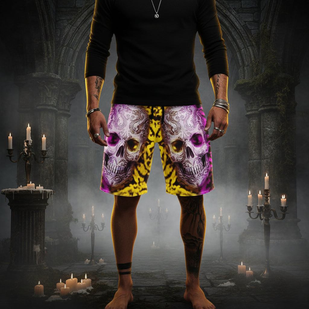 3D Digital Print Skull Shorts for Men Sorceress Sanctuary