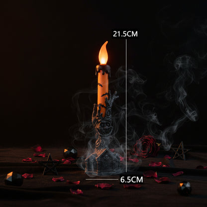 Decorative candle with measurements on a white background