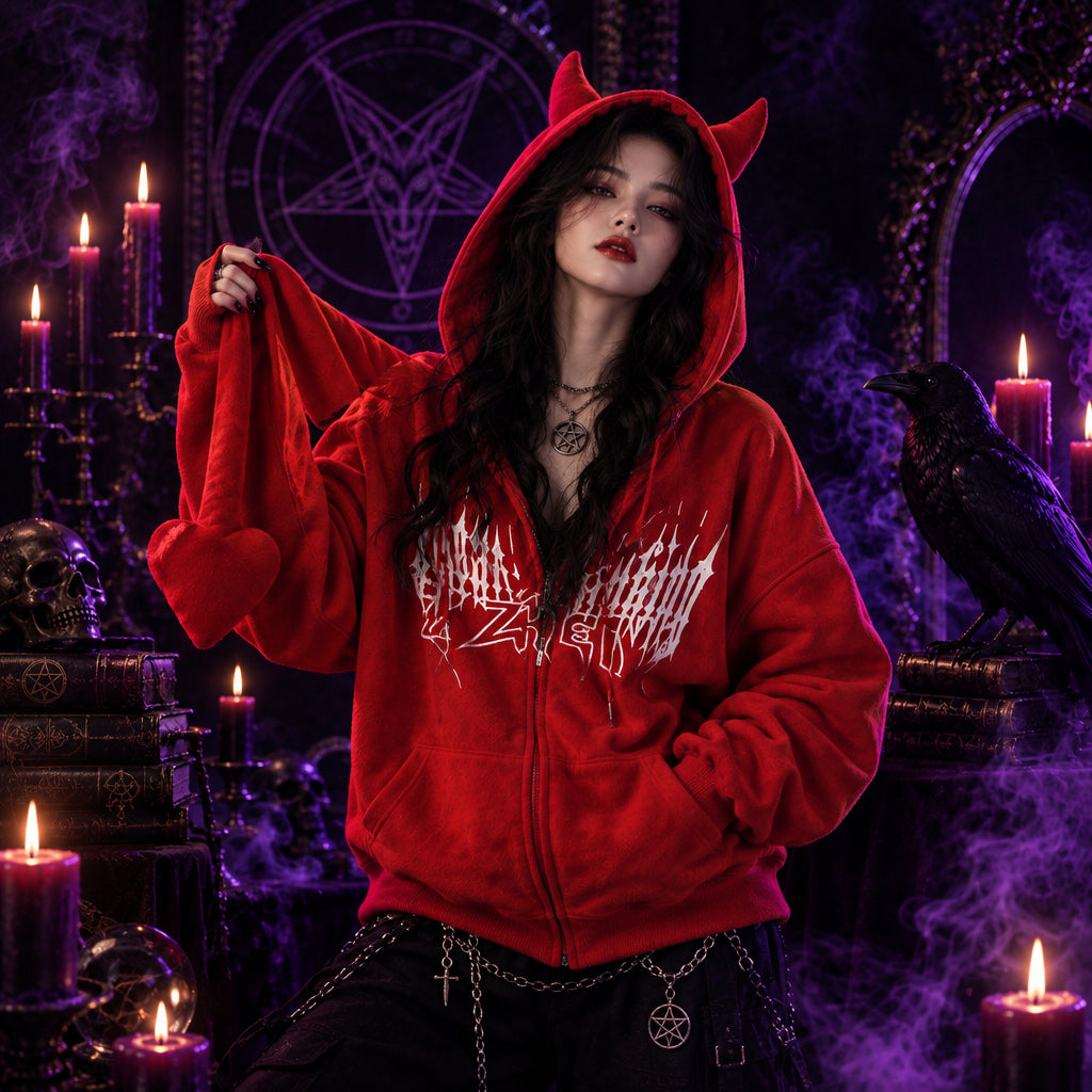 Devilthorn Flare Witch Hoodie, close up detail
