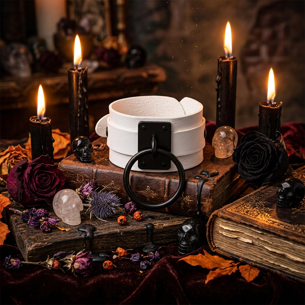 Gothic O-Shaped PU Bracelet with Metal Accents Sorceress Sanctuary