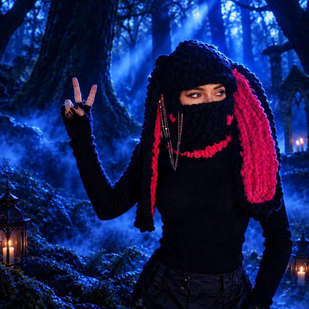 Hellhound Demon Hood, shown in use