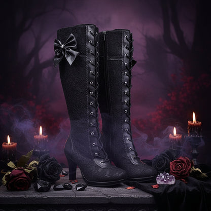 Customized Victorian Steampunk Bowknot Boots Sorceress Sanctuary