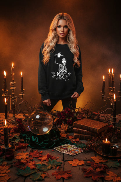 Funky Print Halloween Skull Sweatshirt for Women Sorceress Sanctuary