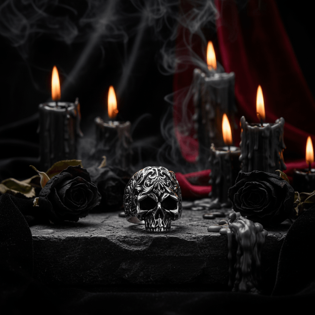 Punk Hip-hop Skull Titanium Steel Ring Sorceress Sanctuary