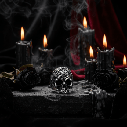 Punk Hip-hop Skull Titanium Steel Ring Sorceress Sanctuary