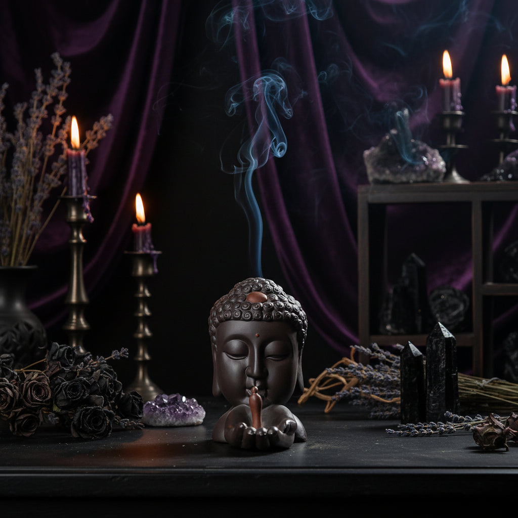 Ceramic Buddha Backflow Incense Burner for Home Decor Sorceress Sanctuary