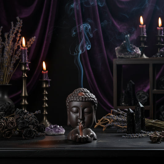 Ceramic Buddha Backflow Incense Burner for Home Decor Sorceress Sanctuary