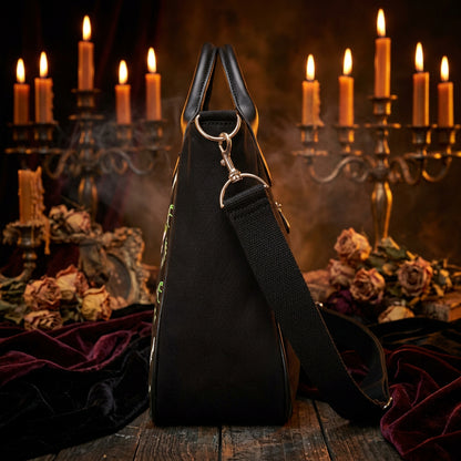Halloween Skull Print Women's Canvas Shoulder Bag Sorceress Sanctuary
