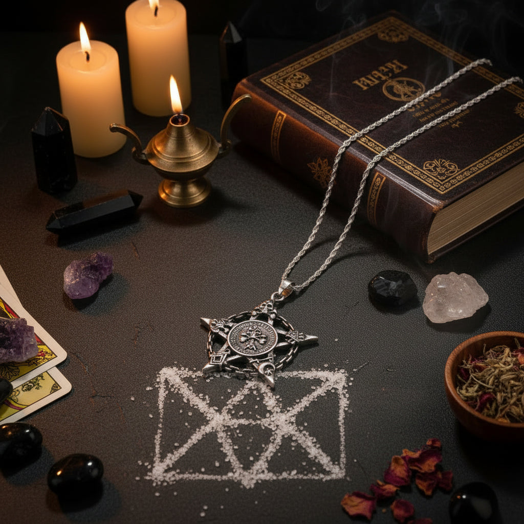 Titanium Steel Skull Pendant with Vintage Star Necklace Sorceress Sanctuary