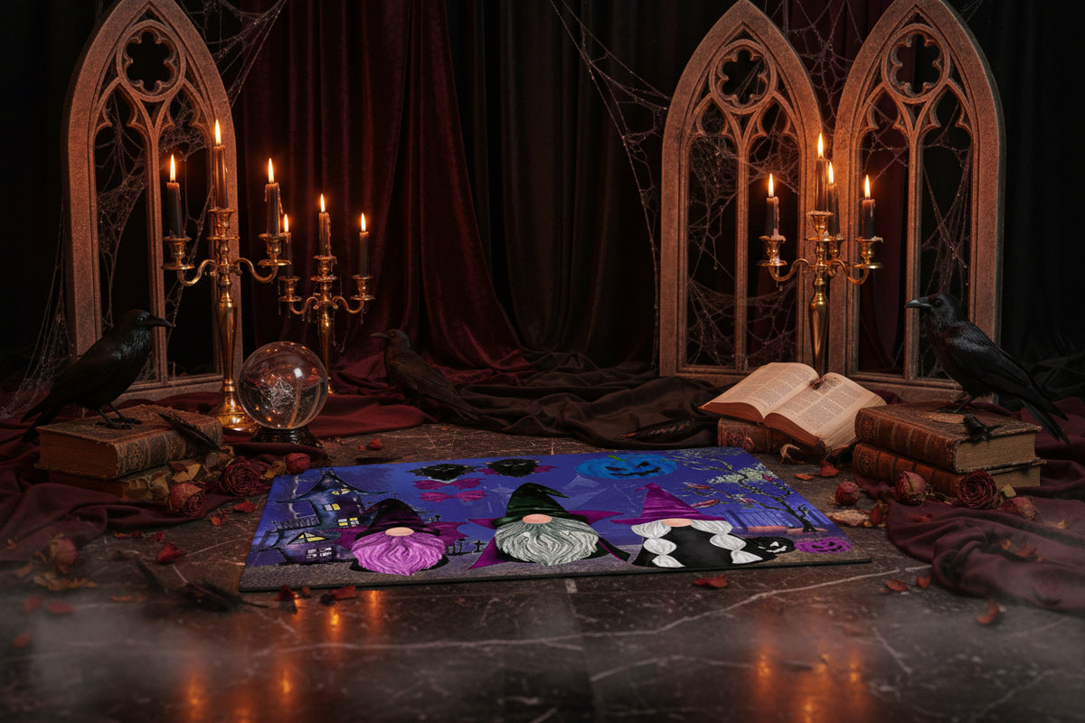 Halloween Pumpkin Bat Door Mat with Creepy Decor Sorceress Sanctuary