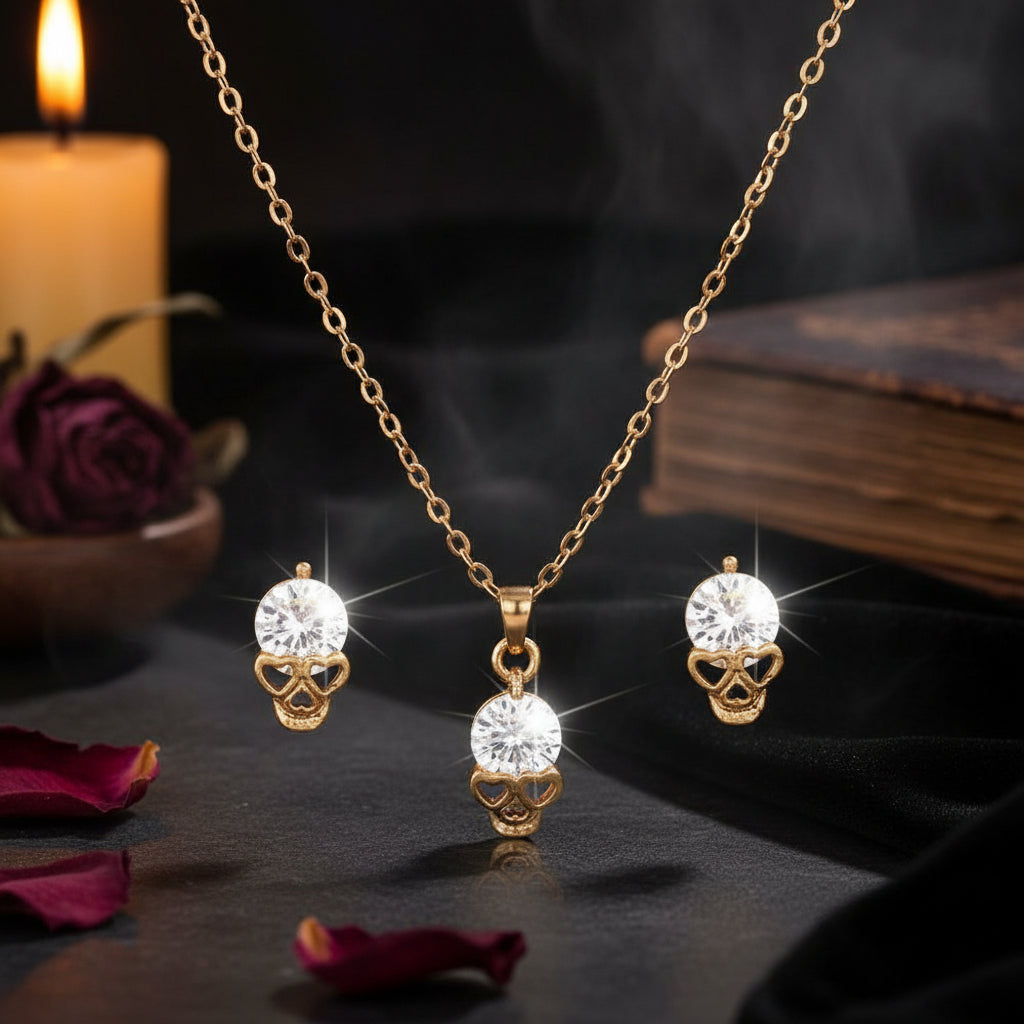Skull Pendant Necklace Set - Punk Style Accessories Sorceress Sanctuary