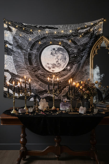 Black and White Moon Tapestry Sorceress Sanctuary